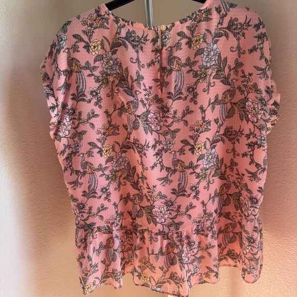 LOFT Pink Base Floral Print Blouse Sz MP - Picture 9 of 9